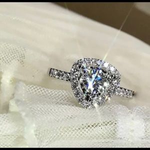 925 Silver Diamond Ring - Size 7